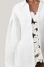 Close on White Shameplant Asymmetric Cuff Sleeved Linen Shirt for women, from LECIA, The Viet Concept3