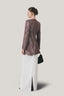 Back of Metalic Pristine Sheath Scoop Neck Georgette Blazer for women, from LECIA, The Viet Concept