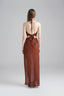 Back of Abu Dhabi Red Brown Midi Dress for women, from XITA, The Viet Concept