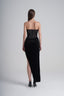 Back of Black Vevet Bandeu Lace Corset Split Midi Dress Arabic, from LASSY, The Viet Concept