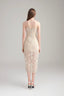 Back of Istanbul Lace Mesh Floral Midi Dress In Cream for women, from LASSY, The Viet Concept