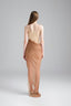 Back of Paris Mesh Lace Cowl Pleated Cut-out Midi Dress In Beige for women, from LASSY, The Viet Concept