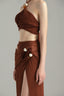 Close of Abu Dhabi Red Brown Midi Dress for women, from XITA, The Viet Concept