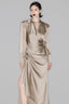 Close of Bronze Satin Long Sleeve Midi Dress for women, from MUST HAVE, The Viet Concept