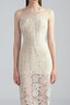 Close of Istanbul Lace Mesh Floral Midi Dress In Cream for women, from LASSY, The Viet Concept