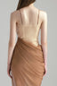 Close of Paris Mesh Lace Cowl Pleated Cut-out Midi Dress In Beige for women, from LASSY, The Viet Concept