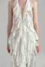 Close of Santorini Halter V Neck Ruffle Ruched Maxi Dress In Cream for women, from LASSY, The Viet Concept