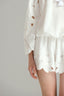 Close of Seychelles White Flora Mini Dress for women, from XITA, The Viet Concept