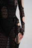 Close up on cut-out top details of Black Cut-out sexy Lace Midi Dress, from CAOSTU, The Viet Concept