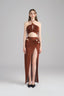 Front of Abu Dhabi Red Brown Midi Dress for women, from XITA, The Viet Concept 