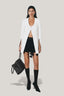 Front of White Pristine Sheath Scoop Neck Georgette Blazer for women, from LECIA, The Viet Concept