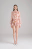 Front of Bali Floral Chiffon Puffball Puff Sleeve Mini Dress for women, from LASSY, The Viet Concept