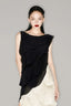 Detail of Black Asymmetric Sleeveless Top for women, from MUST HAVE, The Viet Concept