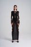 Front up on cut-out top details of Black Cut-out sexy Lace Midi Dress, from CAOSTU, The Viet Concept