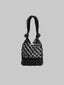 Front of Black Traditional Tile Design Handwoven Leather Tote Bag for women, from LUU VIETANH, The Viet Concept