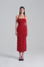 Front of Red Tulle Halter Midi Dress With Ruched Draping, from LASSY, The Viet Concept