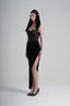 Side of Black Vevet Bandeu Lace Corset Split Midi Dress Arabic, from LASSY, The Viet Concept